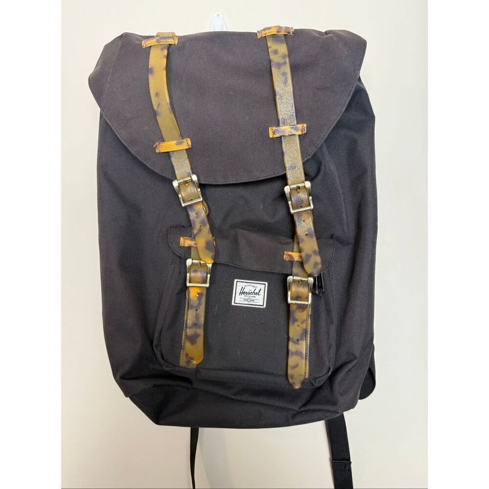 Herschel Supply Co Retreat Backpack Black Tortoise Strap Classic Travel School B